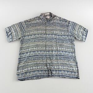 Pierre Cardin Rayon Hawaiian Shirt Mens XL Short Sleeve Button Up Blue Floral